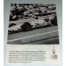 1966 Champion Spark Plugs Ad w/ Graham Hill