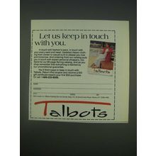 1989 Talbots Fashion Ad - Let us keep in touch with you