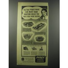 1943 Pyrex Advertisement - Pie Plate, Utility Dish, Mixing Bowl, Double Duty Cas