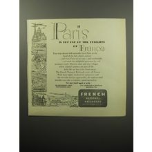 1951 French National Railroads Ad - Paris is but one of the delights of France