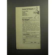 1951 The Racquet Magazine Ad - Anyone for Racquets..? If you enjoy Tennis