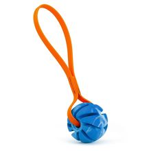 Blue Spiral Ball 2" (5cm) W/ Hunter Orange Biothane Handle