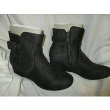 Dream Pair Lang-5A Girls Suede Leather Zip Up Heeled Boots 7"Tall Size(5)C-Grey