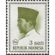 INDONESIA, President Sukarno, olive-green brown 1966, 3sen