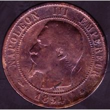 1854 BB France 10 Centimes Coin