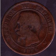 1855 W France 10 Centimes Coin