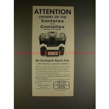 1962 Zeiss Contarex & Contaflex Camera Ad - New Backs!