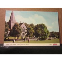 VILLAGE GREEN, ALFRISTON, SUSSEX. used postcard by E T E Dennis 1984 pm =