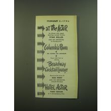 1946 Hotel Astor Ad - At the Astor for dinner and supper dancing Stan Keller