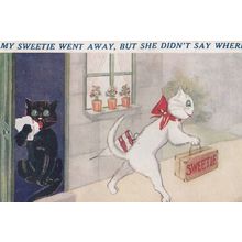 My Sweetie Went Away Ditched Lover Comic Cat Postcard