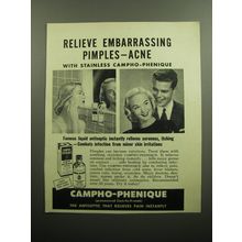 1949 Campho-Phenique Antiseptic Ad - Relieve embarrassing pimples - acne