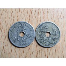 Belgium 1907 5 Centime Belgie (Dutch - Flemish Text) Coin