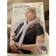 RealTouch Shiatsu Neck Massager Compact Heated Sharper Image Slim Design Relief