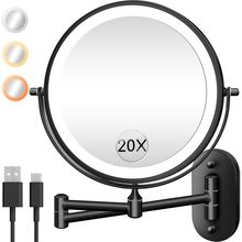Wall Mounted Makeup Mirror with Light, 20X/1X 8'' Double Sided LED Magnifying Ba