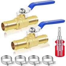 2Pack In-Line Shut off Valve for 5/8" Heater Hose, Brass Barb Shut off Valve Kit