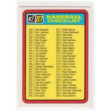1983 Donruss Baseball Checklist unmarked card 235-338