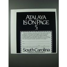1986 South Carolina Tourism Ad - Atalaya