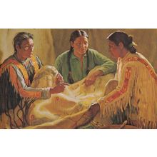 Joseph Henry Sharp Story Of The War Robe Red Indian Painting Postcard