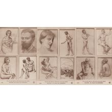 Dessins De Puvis De Chavannes 3x Antique Beaux Arts De Paris Drawing Postcard s