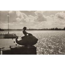 Hannover Maschee Girl Rides Dolphin Statue 1968 German Vintage Postcard