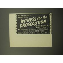 1955 Witness for the Prosecution Play Ad - Agatha Christie's Mystery Thriller