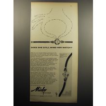 1956 Mido Watches Ad - Does she still wind her watch?