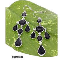 Crystal Tear Drop Earrings - Black - ER-CQE4052B1