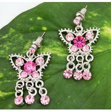 Crystal Big Butterfly w/ Danglings - Pink - ER-EA1565PK