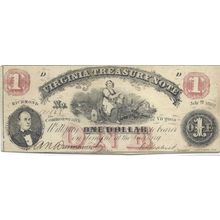 1862 Confederate $1.00 Virginia Treasury Note XF