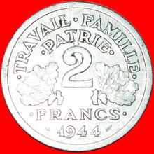 AXE & GRAIN SPRIGS: FRANCE ★ 2 FRANCS 1944! VICHY! LOW START ★ NO RESERVE!