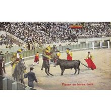 Piquer On Horse Back Antique Spanish Matador Bullfighting Postcard