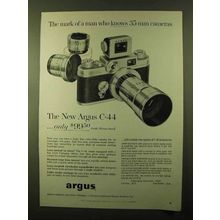 1957 Argus C-44 Camera Ad - The Mark of Man who Knows
