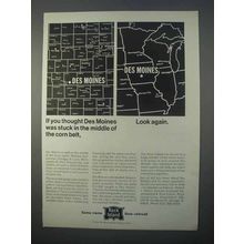 1966 Rock Island Railroad Ad - Des Moines in Corn Belt