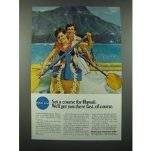 1966 Pan Am Airline Ad - Set a Course for Hawaii