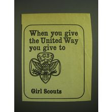 1968 Girl Scouts Ad - When you give the United Way you give to Girl Scouts