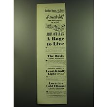 1949 Random House Books Ad - A Rage to Live by John O'Hara