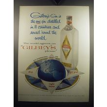 1957 Gilbey's Gin Ad - Gilbey's Gin is the one gin distilled in 11 countries