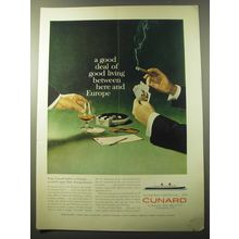 1960 Cunard Cruise Line Ad - A good deal of good living between here and Europe