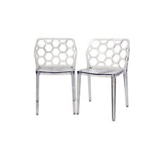 2 Clear Honeycomb Patio Dining Chairs Transparent Clear Ghost (Polycarbonate)
