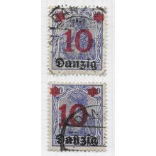 DANZIG 1920 10pf Mi 17 SURCHARGE ON 20pf OVERPRINTED USED SELECT FROM STAMPS