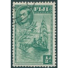 Fiji 1948 ½d green Perf 12 Variety Extra palm frond SG249ba used