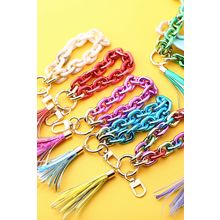 Festival Fuchsia Chain Design Tassel Key Ring