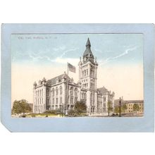 New York Buffalo City Hall Street Scene Intersection w/Old Cars ny_box4X1~2721