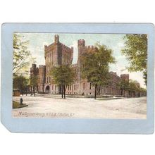 New York Buffalo 74th Regiment Armory N G S Street Scene Intersection w/Tr~2779