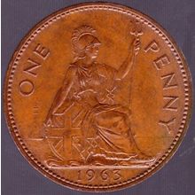 1963 Great Britain 1 Penny Coin