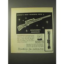 1958 Weatherby Magnum Rifle Ad - Most Powerful