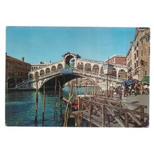 RIALTO BRIDGE, GRAND CANAL, VENICE, ITALY used postcard 1976 postmark =