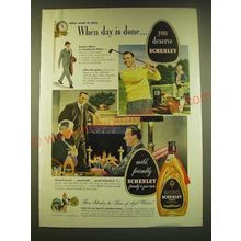 1949 Schenley Reserve Whisky Ad - After work or play when day is done