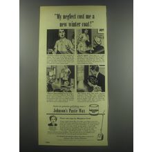 1951 Johnson's Paste wax Ad - My neglect cost me a new winter coat