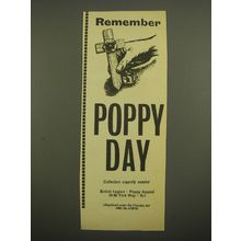 1967 British Legion Poppy Appeal Ad - Remember Poppy Day
